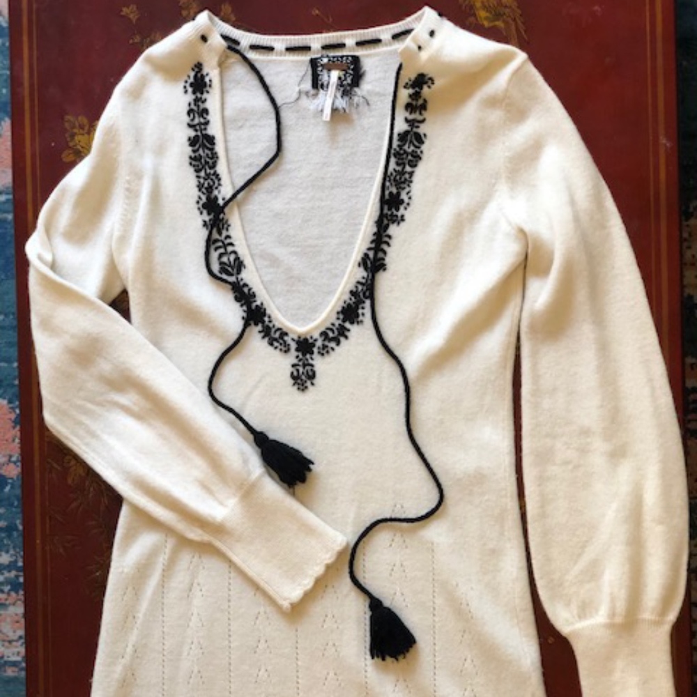 Free People Embroidered Tunic Sweater